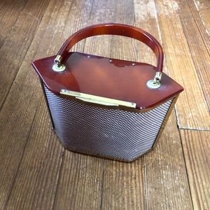 1950s Box Purse with Lucite and Pearlescent Panels